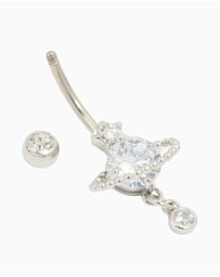 Lovisa - Titanium Cubic Zirconia Planet Belly Bar