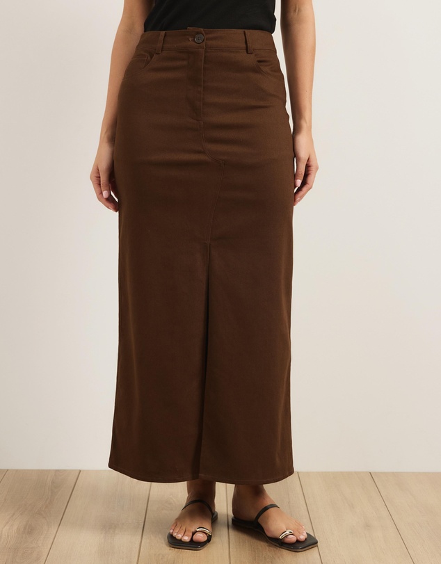 Atmos&Here - Cece Cotton Twill Maxi Skirt