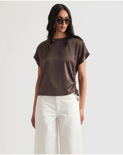 Decjuba - Frankie Satin Side Tie Top