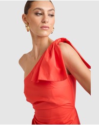Honey and Beau - Thira One Shoulder Bow Dress