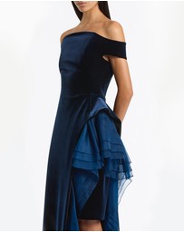 Carla Zampatti - Navy Velvet Organza Detail Gown