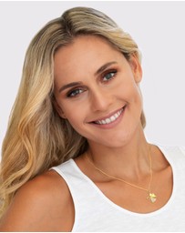 Elli Jewelry - Necklace Angel Heart Talisman Symbol with Zirconia Crystals in 925 Sterling Silver Gold Plated