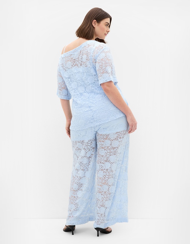 City Chic - Plus size Nylah Off Shoulder Lace Top - sky blue