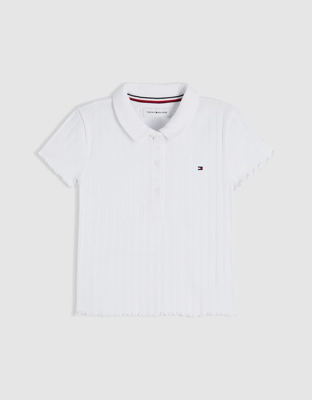 Tommy Hilfiger - Ribbed Pointelle Polo Collar Top - Teens