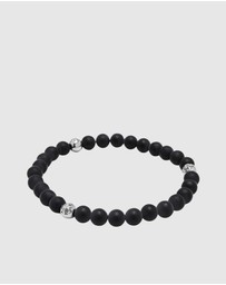 Nialaya Jewellery - 6mm Matte Black Onyx Bracelet with Silver Balls