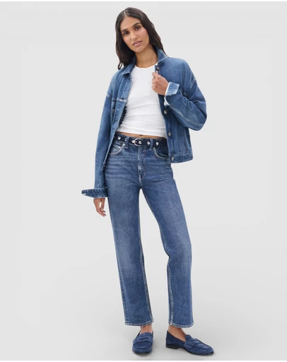 rag & bone - rb Miramar Ponte Harlow Mid Rise Ankle Straight