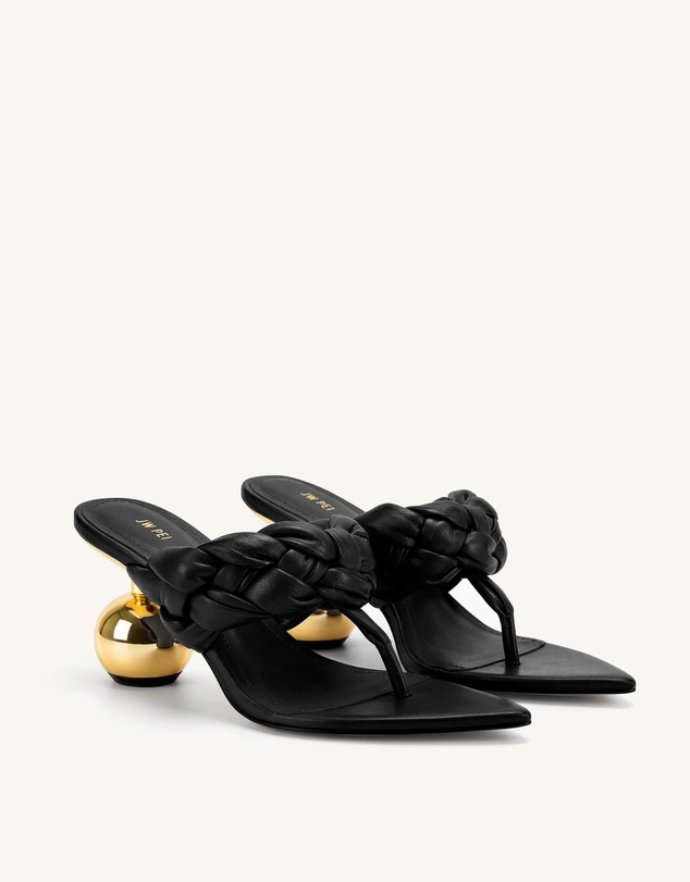 JW PEI - Ellie Braided Orb Heel Thong Mule Heels