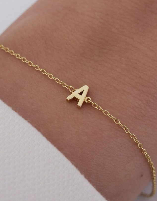 The Silver Collective - Petite A-Z Letter Bracelet Gold - A