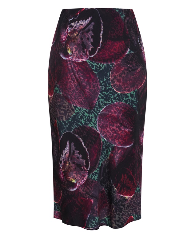 City Chic - Plus sizeSienna Orchid Print Midi Skirt - blackberry