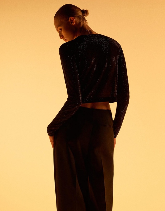 M.N.G - Cropped Sweater With Crystals