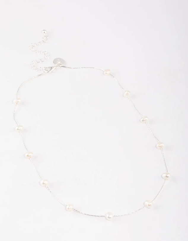 Lovisa - Silver Plated Freshwater Pearl Dotted Fine Necklace