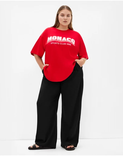 City Chic - Plus size Laid Back Monaco Tee - red
