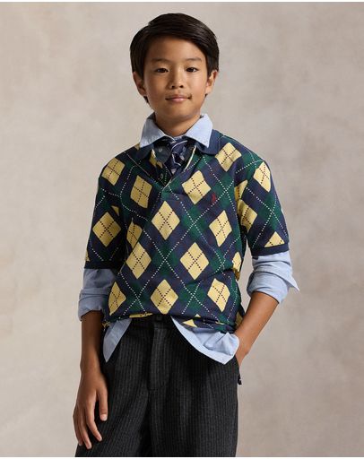 Printed Argyle Green