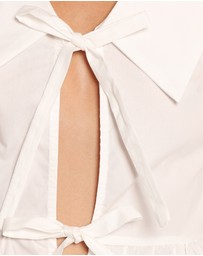 Petal & Pup - Cypressa Tie Front Top - White