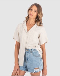 CAMIXA - REVERE Open Collar Short Sleeve Linen shirt