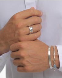 Kuzzoi - ICONIC EXCLUSIVE - Ring Men Set Basic Hammered in 925 Sterling Silver
