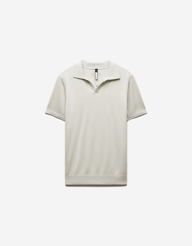 Calibre - Technical Knit Rib Collar Polo Silver