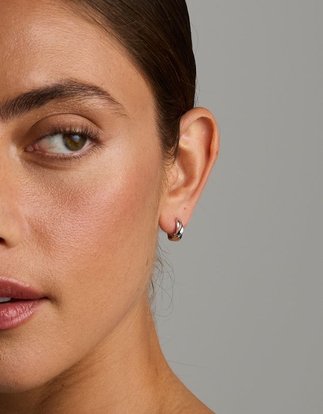 Michael Hill - Silver Twist Pattern Huggie Earrings