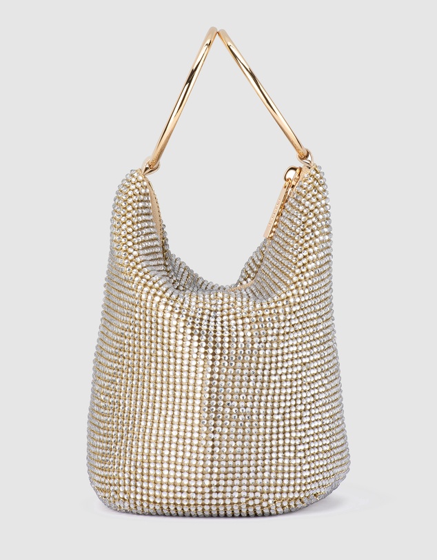Olga Berg - Ellie Crystal Mesh Ring Handle Bag