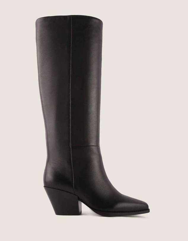 Shelly Shen - Flavia Heel Long Boots Black Leather