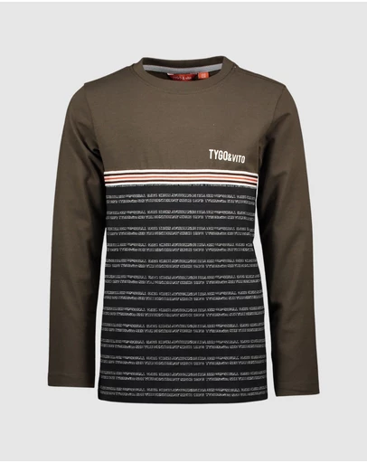TYGO&vito - Organic Long Sleeve Contrast Text Tee - Kids-Teens