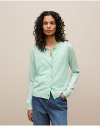 Trenery - Merino Classic Crew Cardigan in Peppermint