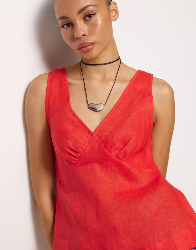 AERE - V-Neck Linen Top