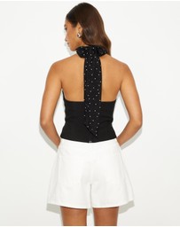 Dazie - Grace Polka Dot Halter Top