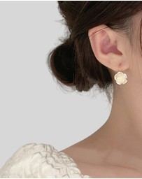 KAJA Clothing - Earring-Diamond-studded Camellia Earrings White