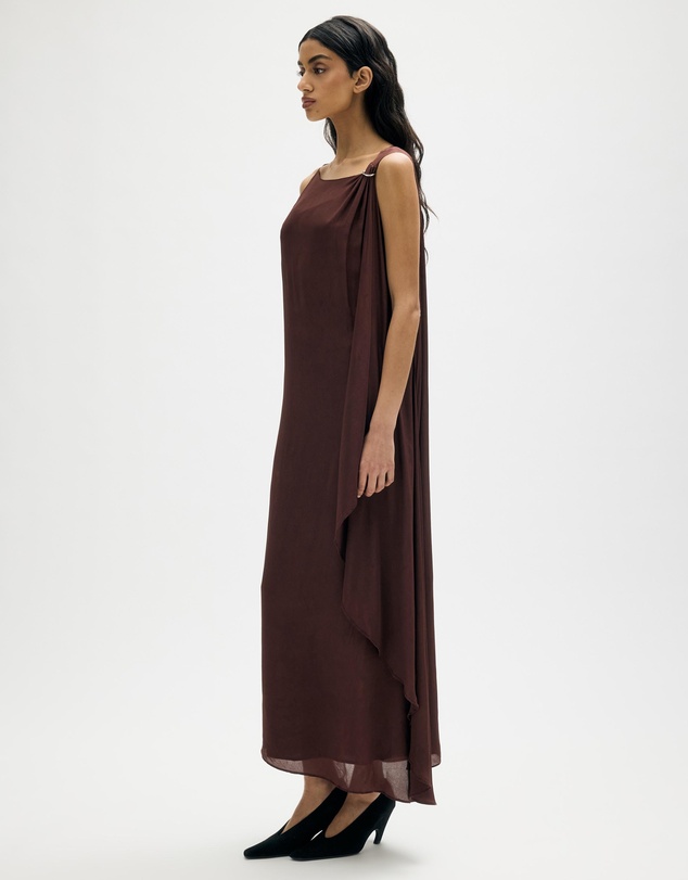 Minima Esenciales - Hallie Sheer Viscose Draped Maxi Dress