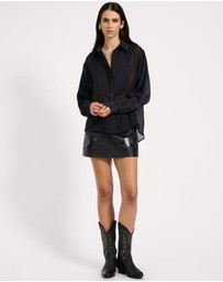 ONE TEASPOON - Sheer Panel Tuxedo Shirt - Black