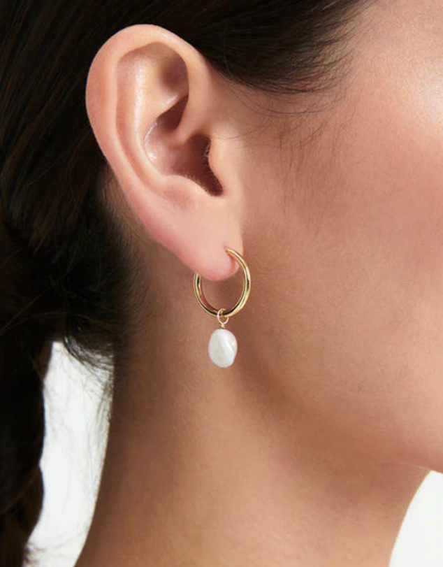 SAINT VALENTINE - Mini Keshi Pearl Hoops - Gold