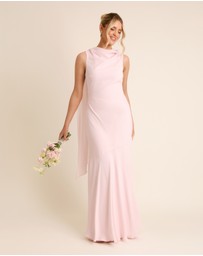 Six Stories - High Cowl Neck Drape Chiffon Bridesmaid Dress