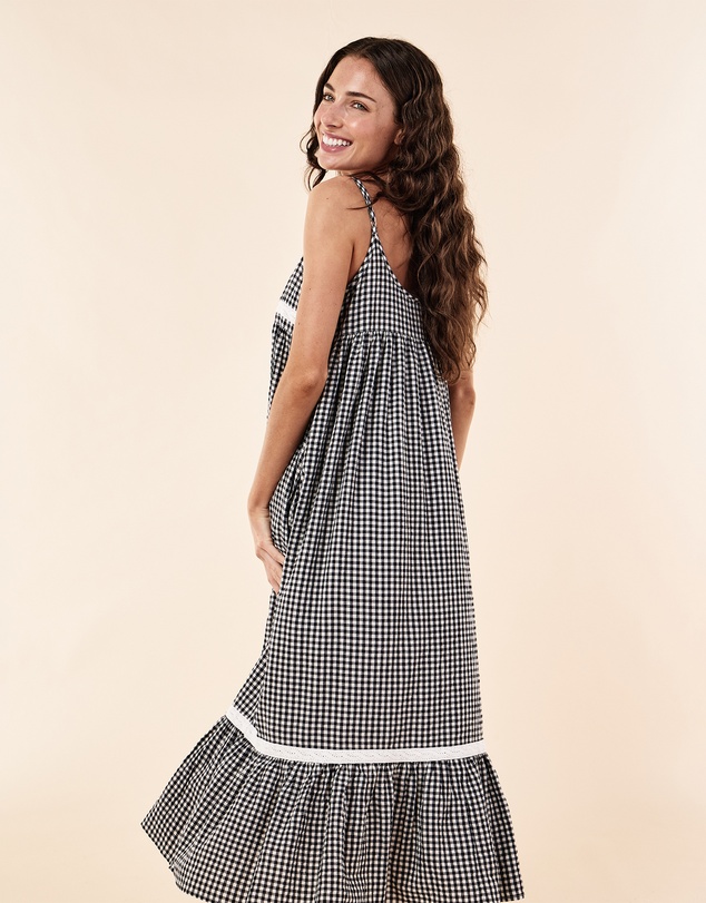 Papinelle - Seersucker Lace Insert Maxi Nightie
