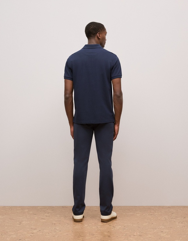 Trenery - Pique Monogram Short Sleeve Polo in Navy