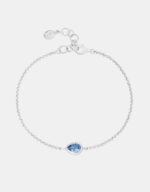 Dower & Hall - Women's Blue Topaz Pear Chain Bracelet In Sterling Silver