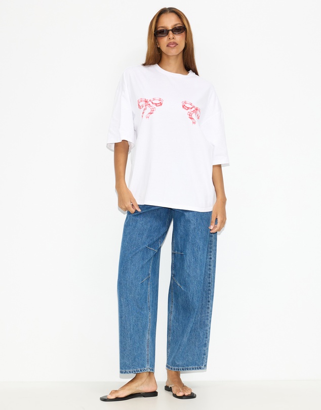 Dazie - Bow Oversized Graphic Tee