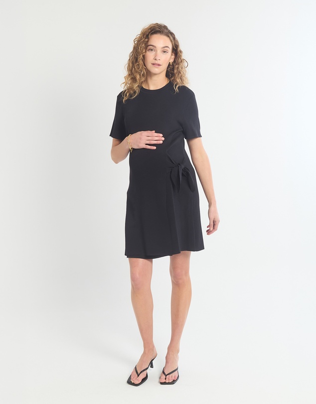 Soon Maternity - Crepe Knit Tie Dress