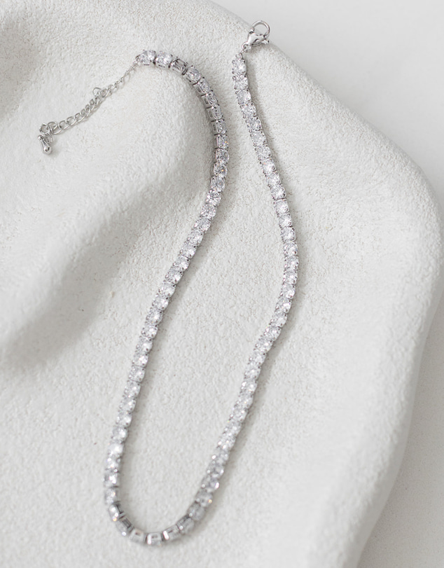 The White Collection - Tiffany - Modern Silver Bridal Necklace