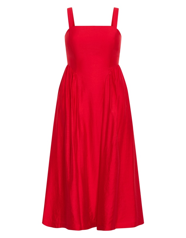 City Chic - Plus size Jia Basque Waist Midi Dress - red