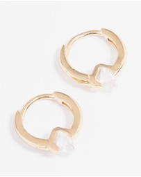Lovisa - Gold Plated Sterling Silver Round Cubic Zirconia Huggie Earrings