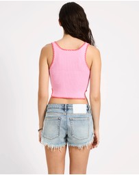 ONE TEASPOON - Scallop Knitted Vest - Pink