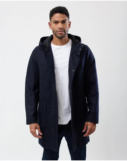 Brooksfield - Hooded Wool Blend Overcoat