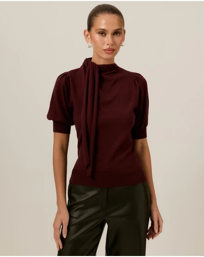 Tussah - Alice Neck Tie Knitted Top