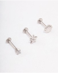 Lovisa - Surgical Steel Sea Shell Flat Back 3-Pack