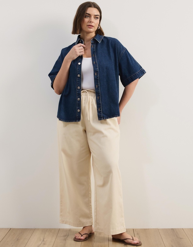 Atmos&Here Curvy - Mona SS Denim Shirt