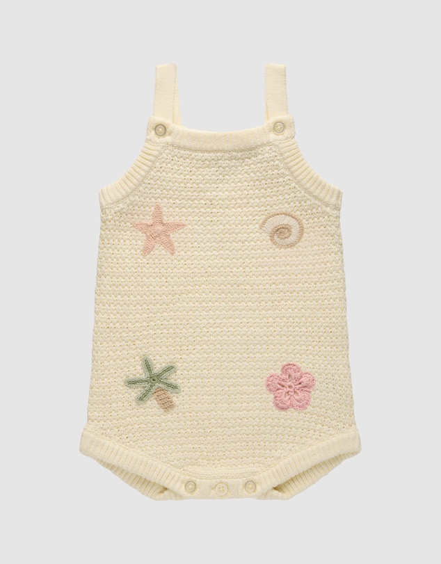 Kynd Baby - Crochet Romper in Coconut