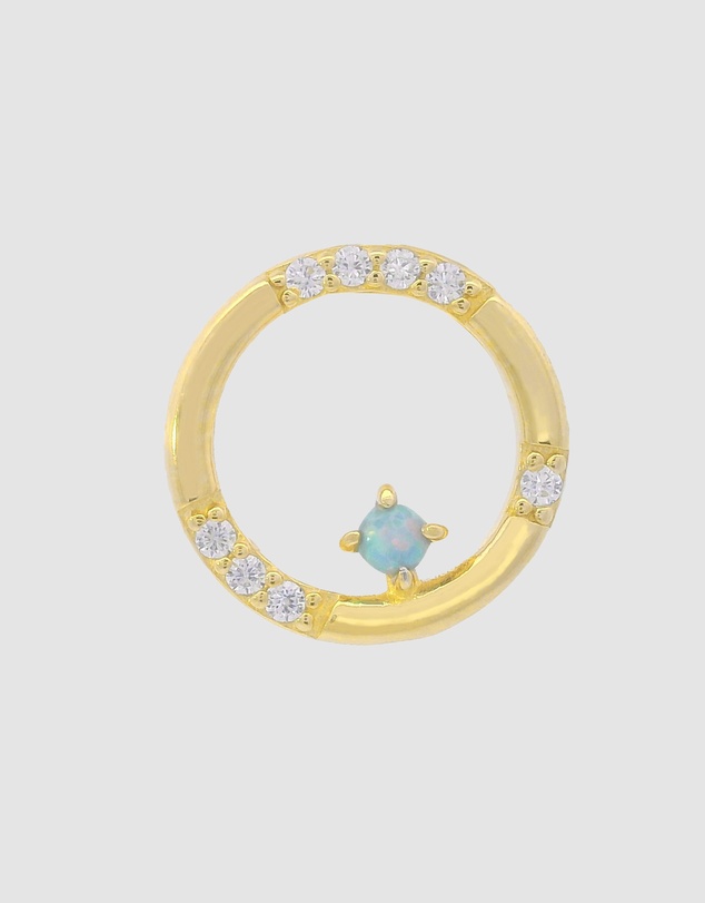 Georgini - Georgini Opal Glow Blue Created Circle Gold Earrings