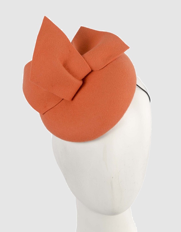 Max Alexander - Winter Orange Felt Pillbox with Bow