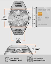 Diesel - D-Curve Silver Tone Chronograph Watches